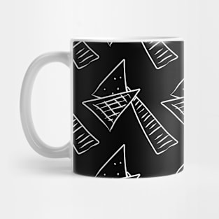 Black and white geometric abstraction, triangles and stripes Mug